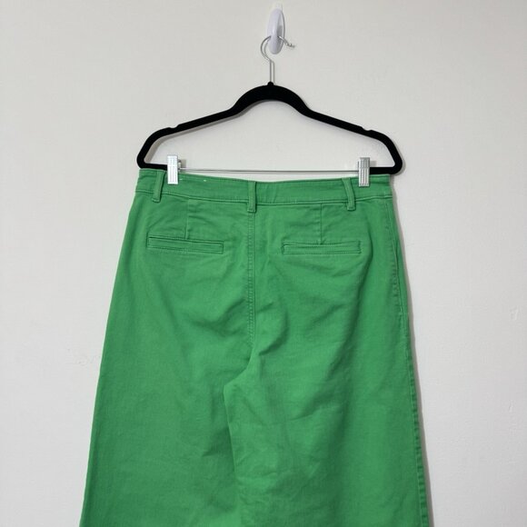 Loft The Palmer Wide Leg Twill Pants Women’s Size 10 Green High Rise Stretch - Picture 5 of 9